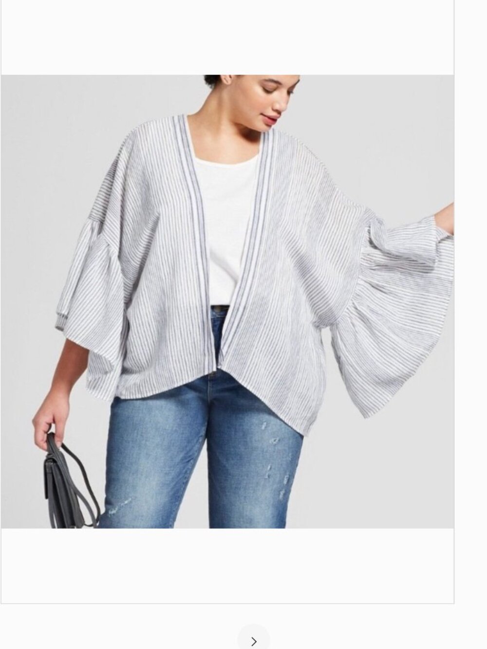 Universal Thread Striped Ruffle Sleeve Bolero Jacket